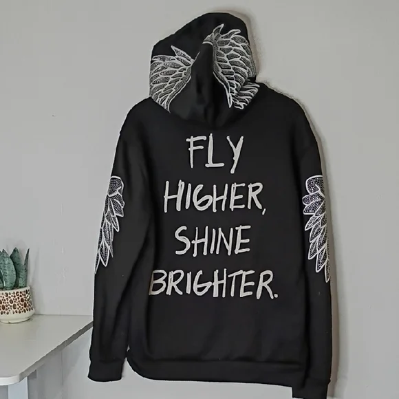 Reason Black Hoodie with Eagle and Wing Design - Picture 1 of 12
